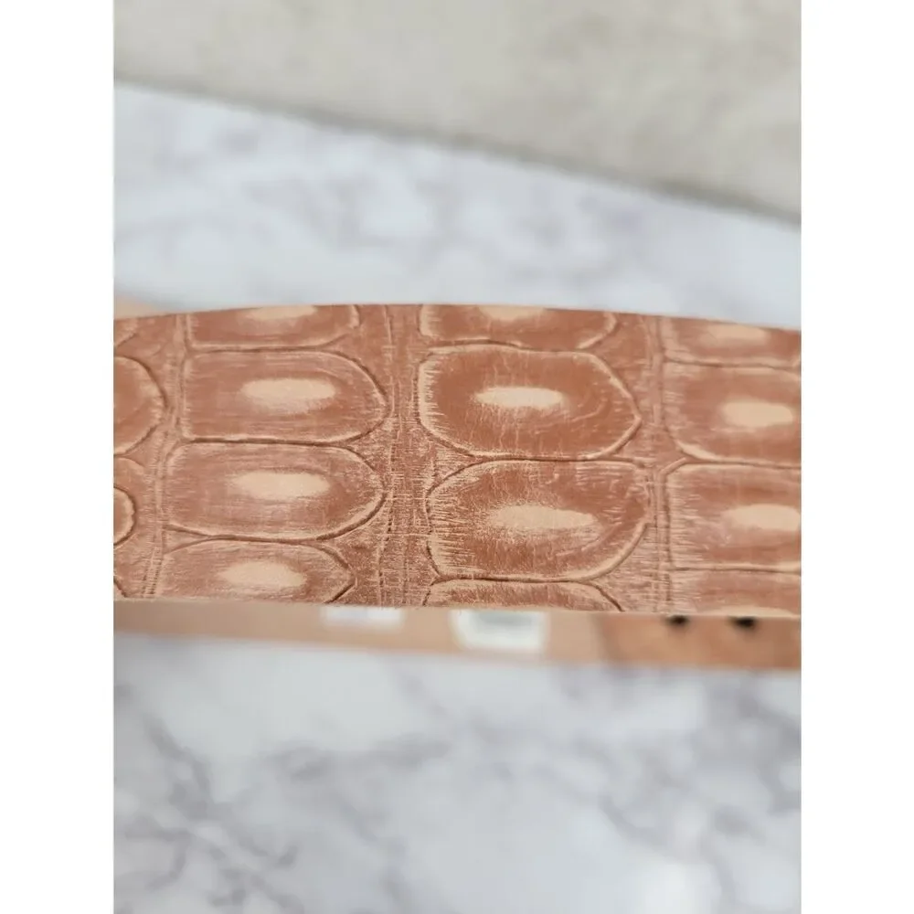 Tan Croc-Embossed Leather Belt Uncut Unfinished Blank